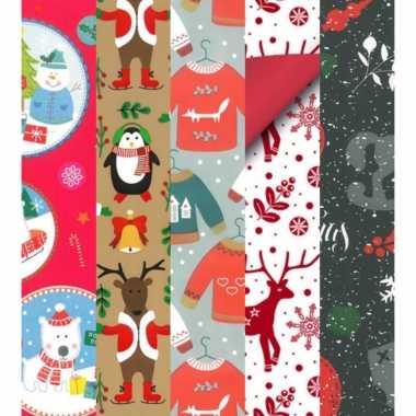 10x rollen kerst inpakpapier cadeaupapier diverse prints 2 5 x 0 7 meter voor kinderen