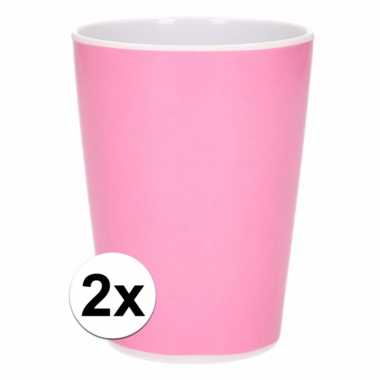 2 kinderbekers melamine roze 600 ml
