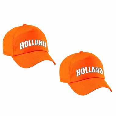 2x stuks oranje fan pet / cap holland voor het ek / wk voor kinderen