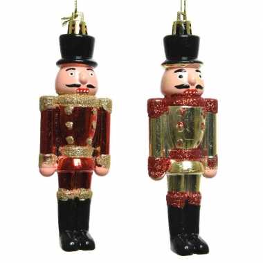 4x kerstboomhangers notenkrakers poppetjes/soldaten goud 9 cm