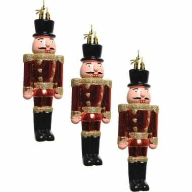 4x kerstboomhangers notenkrakers poppetjes/soldaten rood 9 cm