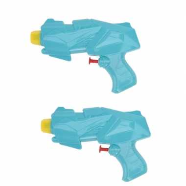 5x mini waterpistolen/waterpistool blauw van 15 cm kinderspeelgoed