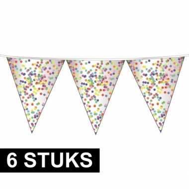 6x confetti thema feest vlaggenlijnen van plastic 10 meter