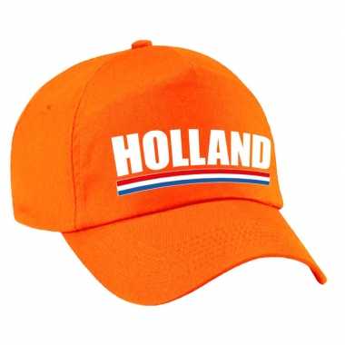 8x stuks holland supporter pet / cap nederland oranje kinderen