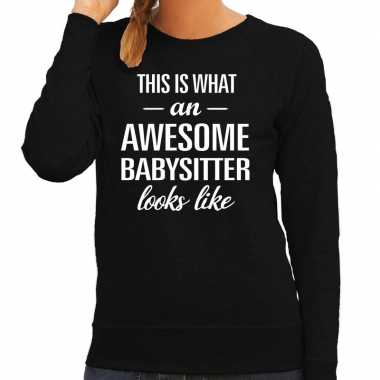 Awesome babysitter oppas cadeau sweater trui zwart dames