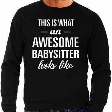 Awesome babysitter oppas cadeau sweater zwart heren