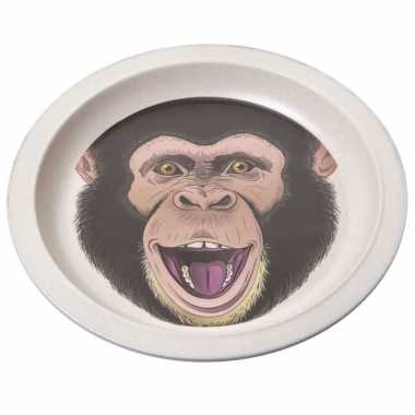 Bamboe ontbijtbord chimpansee voor kinderen 21 cm