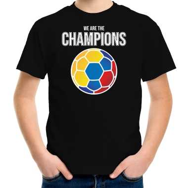 Colombia wk supporter t-shirt we are the champions met colombiaanse voetbal zwart kinderen