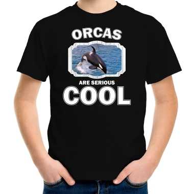 Dieren grote orka t-shirt zwart kinderen - orcas are cool shirt jongens en meisjes