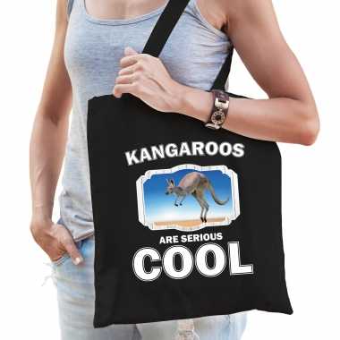 Dieren kangoeroe tasje zwart volwassenen en kinderen - kangaroos are cool cadeau boodschappentasje
