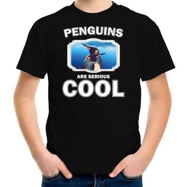 Dieren pinguin t-shirt zwart kinderen - penguins are cool shirt jongens en meisjes