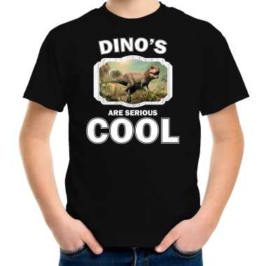Dieren stoere t-rex dinosaurus t-shirt zwart kinderen - dinosaurs are cool shirt jongens en meisjes