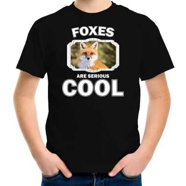 Dieren vos t-shirt zwart kinderen - foxes are cool shirt jongens en meisjes