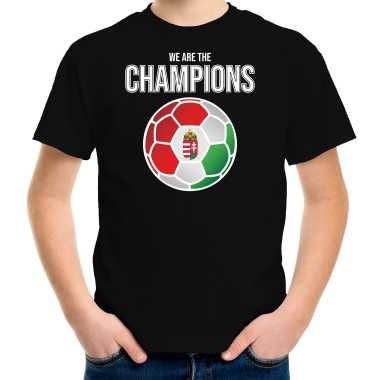 Hongarije ek/ wk supporter t-shirt we are the champions met hongaarse voetbal zwart kinderen