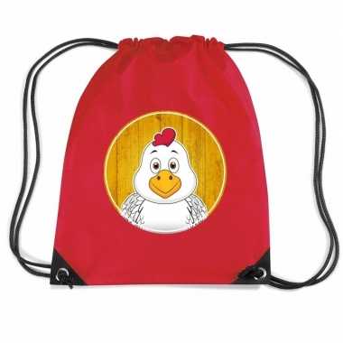 Kippen rugtas / gymtas rood voor kinderen