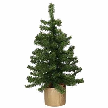 Kunst kerstboom/kunstboom groen 60 cm met gouden pot