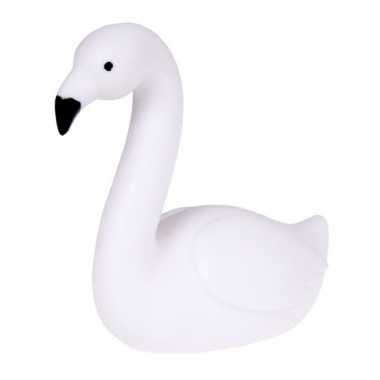 Kunststof nachtlamp led flamingo wit 15 cm