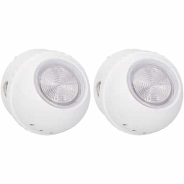 Led nachtlampjes/verlichting draaibaar wit licht 2-pack 5 cm