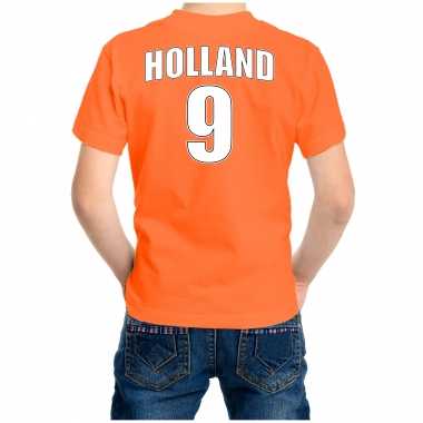 Oranje t-shirt met rugnummer 9 - holland / nederland fan shirt voor kinderen