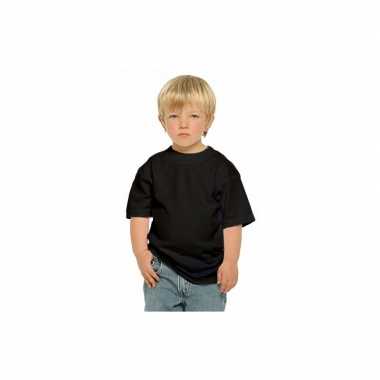 Set van 2x stuks zwarte kinder t-shirts 100% katoen, maat: 158-164 (xl)