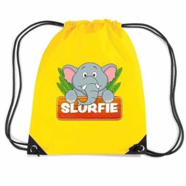Slurfie de olifant rugtas / gymtas geel voor kinderen