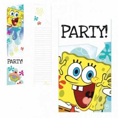 Spongebob thema kinder feestje uitnodigingen 18x stuks