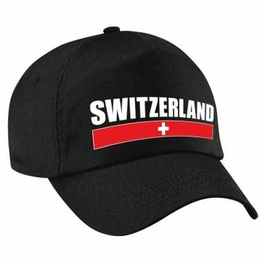 Switzerland supporter pet cap zwitserland zwart kinderen
