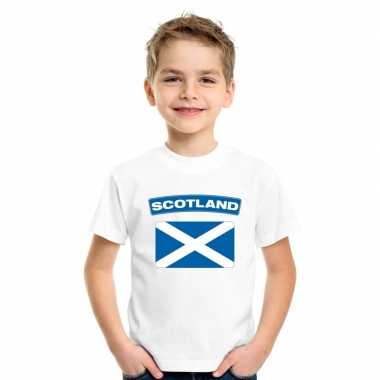 T-shirt met schotse vlag wit kinderen