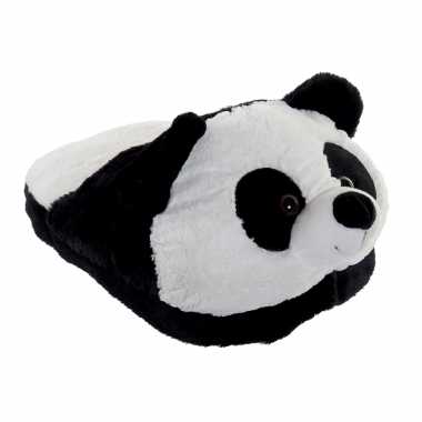 Zwarte panda voetenwarmer slof voor kinderen/volwassenen