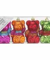 12x kunststof kersthangers figuurtjes beertjes gekleurd 8 cm