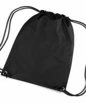 12x stuks zwarte nylon gymtas gymtasjes met rijgkoord 45 x 34 cm