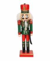 1x kerstboomhangers notenkrakers poppetjes soldaten met sabel groen rood15 cm