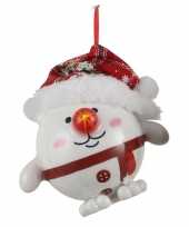 1x kersthanger figuurtje sneeuwpop kerstbal met licht 8 cm