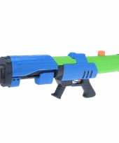 1x mega waterpistolen waterpistool met pomp blauw groen van 63 cm kinderspeelgoed
