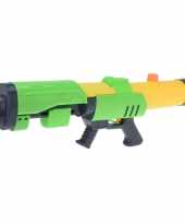 1x mega waterpistolen waterpistool met pomp groen geel van 63 cm kinderspeelgoed