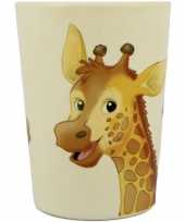 1x melamine bekers giraffe wit bruin 9 cm voor kinderen