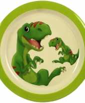 1x melamine borden dinosaurus wit groen 21 5 cm voor kinderen