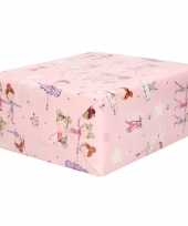 2x inpakpapier kinder verjaardag roze met ballet danseresjes 200 x 70 cm