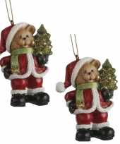 2x kersthangers figuurtjes kerstornamenten kerstbeer beeldjes 8 cm