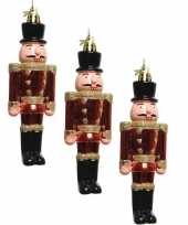 3x kerstboomhangers notenkrakers poppetjes soldaten rood 9 cm