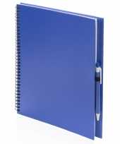 3x schetsboeken tekenboeken blauw a4 formaat 80 vellen inclusief pennen