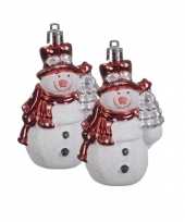 4x kersthangers figuurtjes sneeuwpop 8 cm