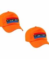 4x stuks oranje supporter pet cap met nederlandse vlag ek wk voor kinderen