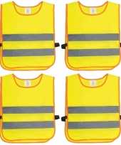 4x veiligheidsvesten fluorescerend geel voor kinderen