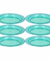 6x blauwe plastic borden bordjes 27 cm