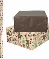 6x rollen kraft inpakpapier jungle oerwoud pakket dieren zwart 200 x 70 cm