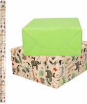 8x rollen kraft inpakpapier jungle oerwoud pakket dieren groen 200 x 70 cm