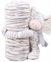 Baby kinder dekentje met zebra knuffel