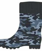 Blauwe kleuter kinder regenlaarzen camouflage leger print