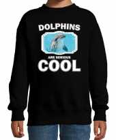 Dieren dolfijn sweater zwart kinderen dolphins are cool trui jongens en meisjes